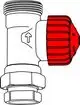 Thermostatventil mit rotem Kopf und Anschlussgewinde. Das Produkt gehört zur IMI Hydronic Engineering und dient zur Regelung von Heizungsanlagen.